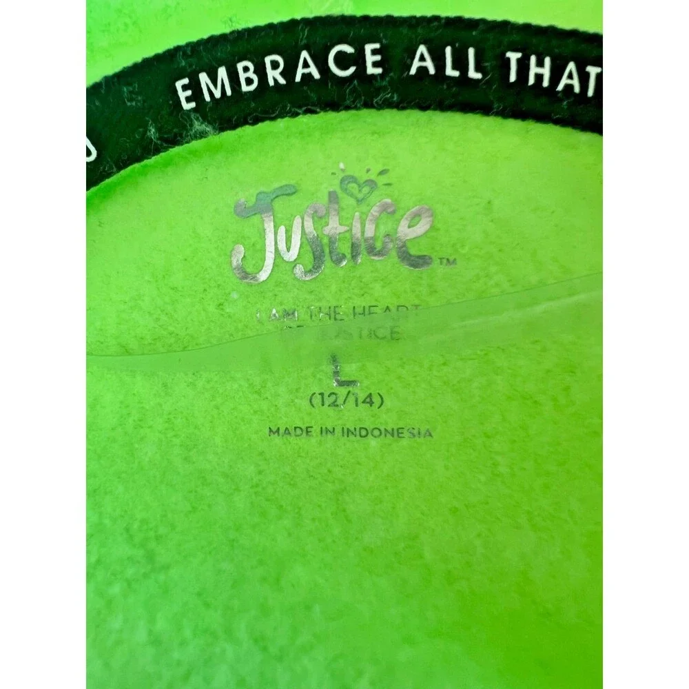 Justice Sport Lime Green Black Stripes Cropped Hoodie Youth Large NWT